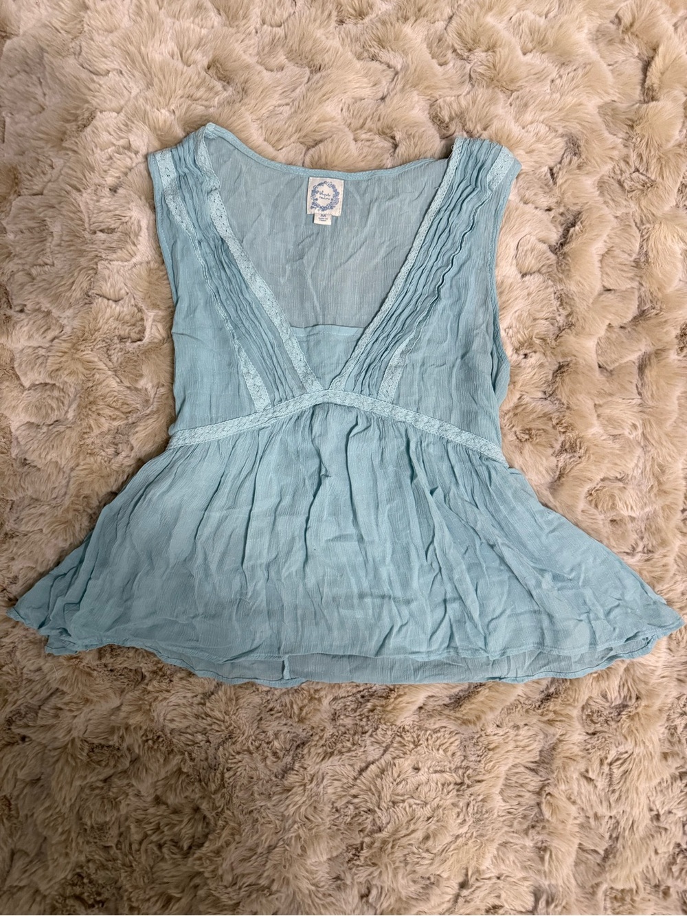 Blue Rain Light Blue Sleeveless Babydoll Top